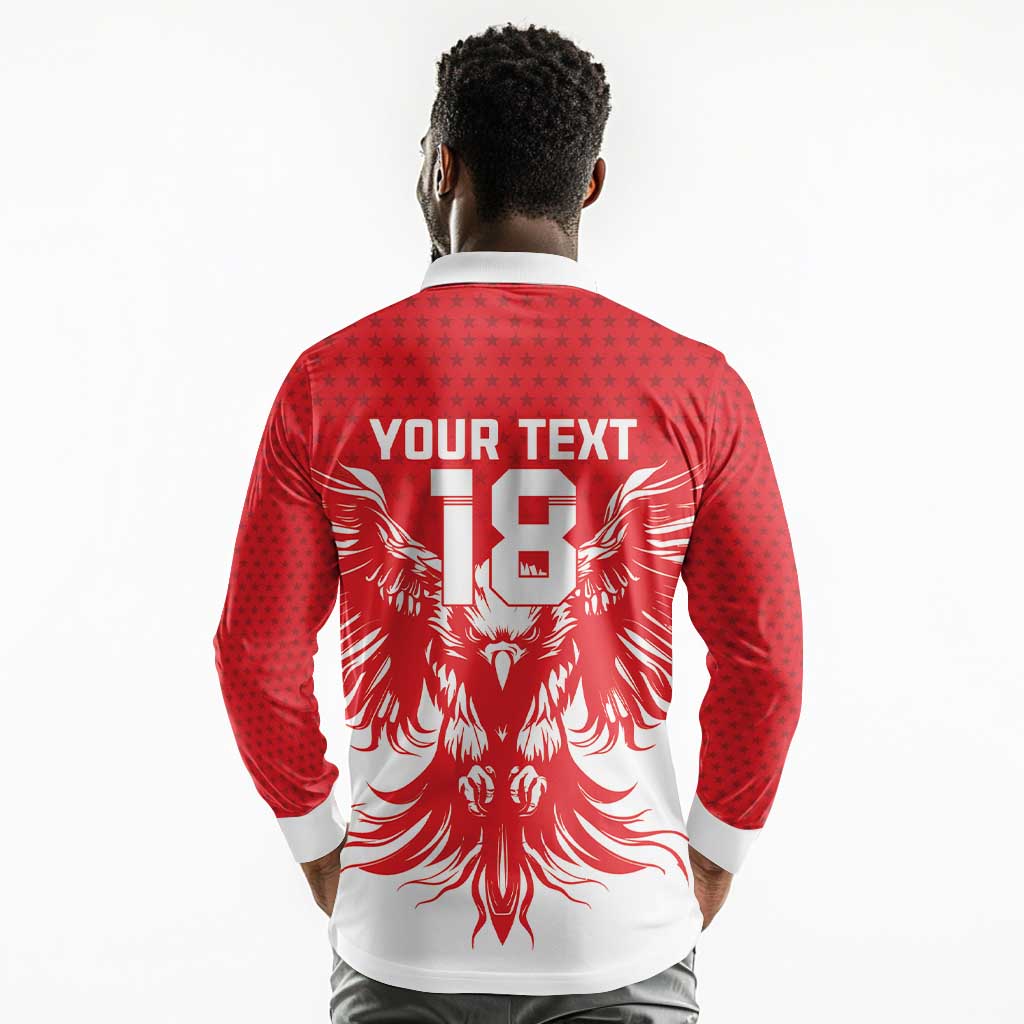 Custom Tunisia Football Long Sleeve Polo Shirt Eagles of Carthage Spirit - Wonder Print Shop