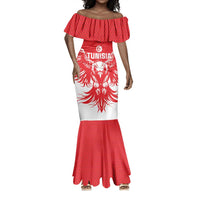 Custom Tunisia Football Mermaid Dress Eagles of Carthage Spirit - Wonder Print Shop