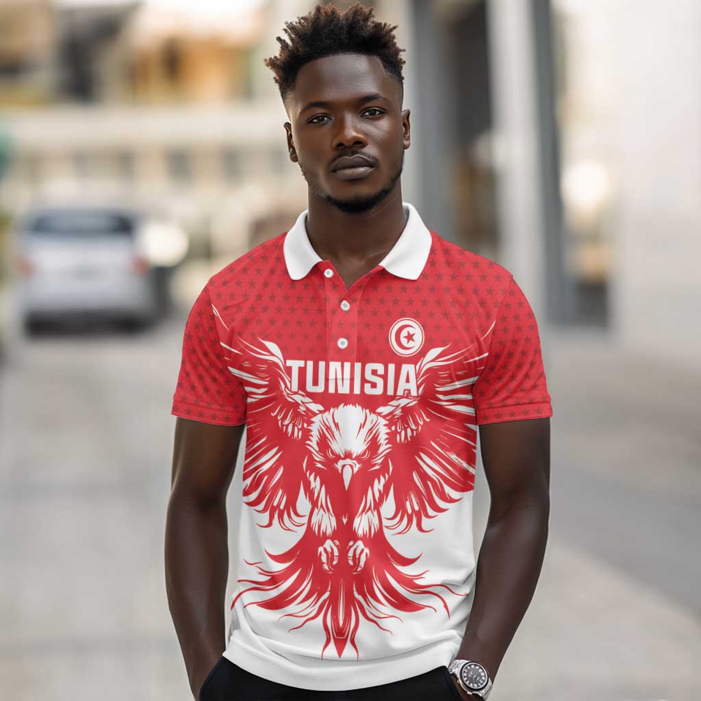 Custom Tunisia Football Polo Shirt Eagles of Carthage Spirit - Wonder Print Shop