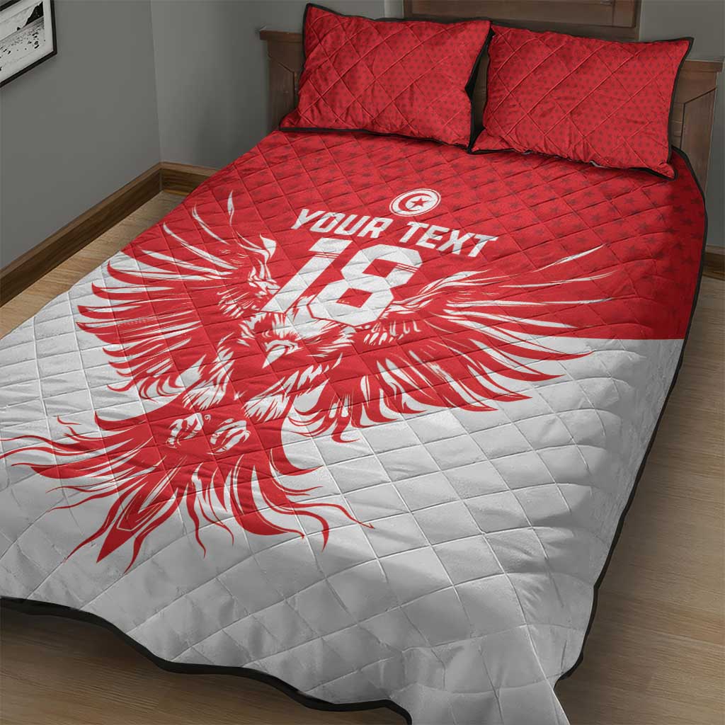 Custom Tunisia Football Quilt Bed Set Eagles of Carthage Spirit - Wonder Print Shop