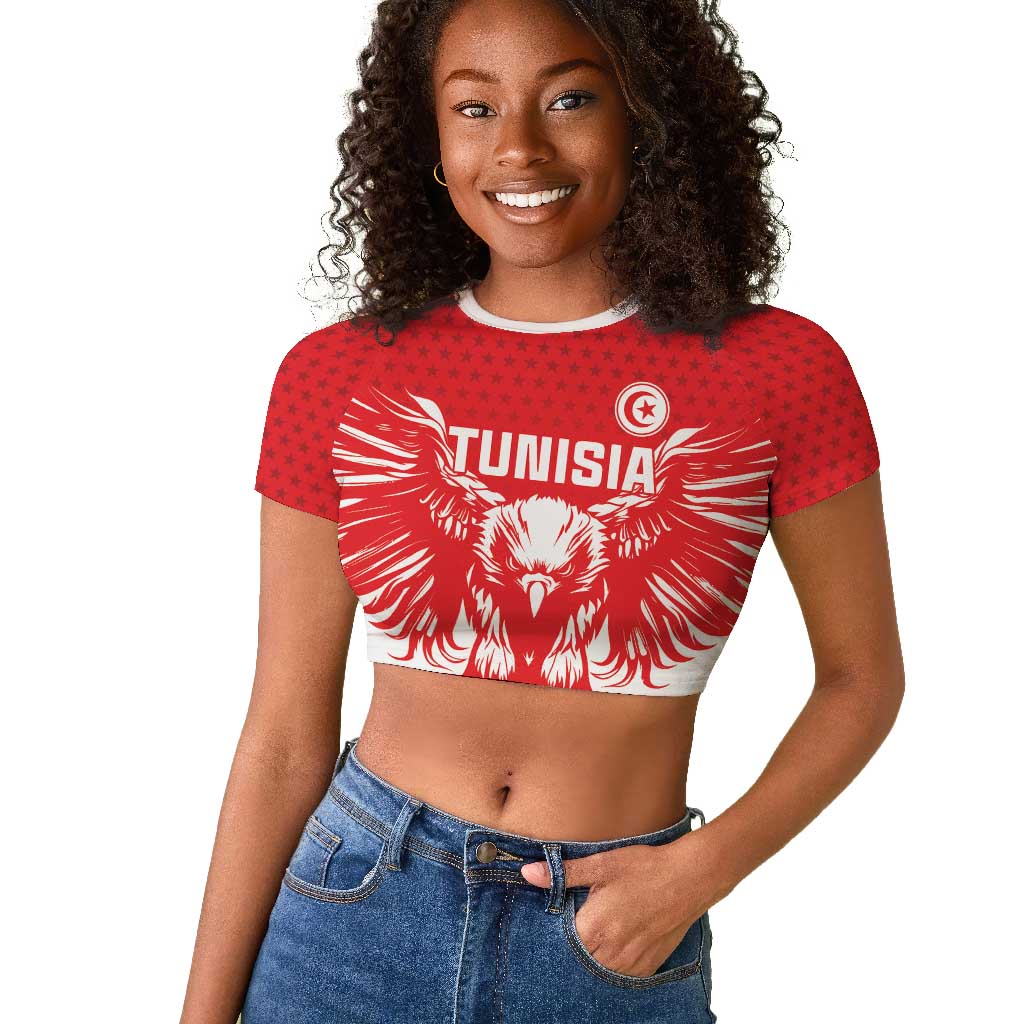 Custom Tunisia Football Raglan Cropped T shirt Eagles of Carthage Spirit - Wonder Print Shop