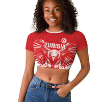 Custom Tunisia Football Raglan Cropped T shirt Eagles of Carthage Spirit - Wonder Print Shop