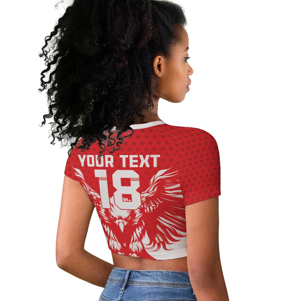 Custom Tunisia Football Raglan Cropped T shirt Eagles of Carthage Spirit - Wonder Print Shop