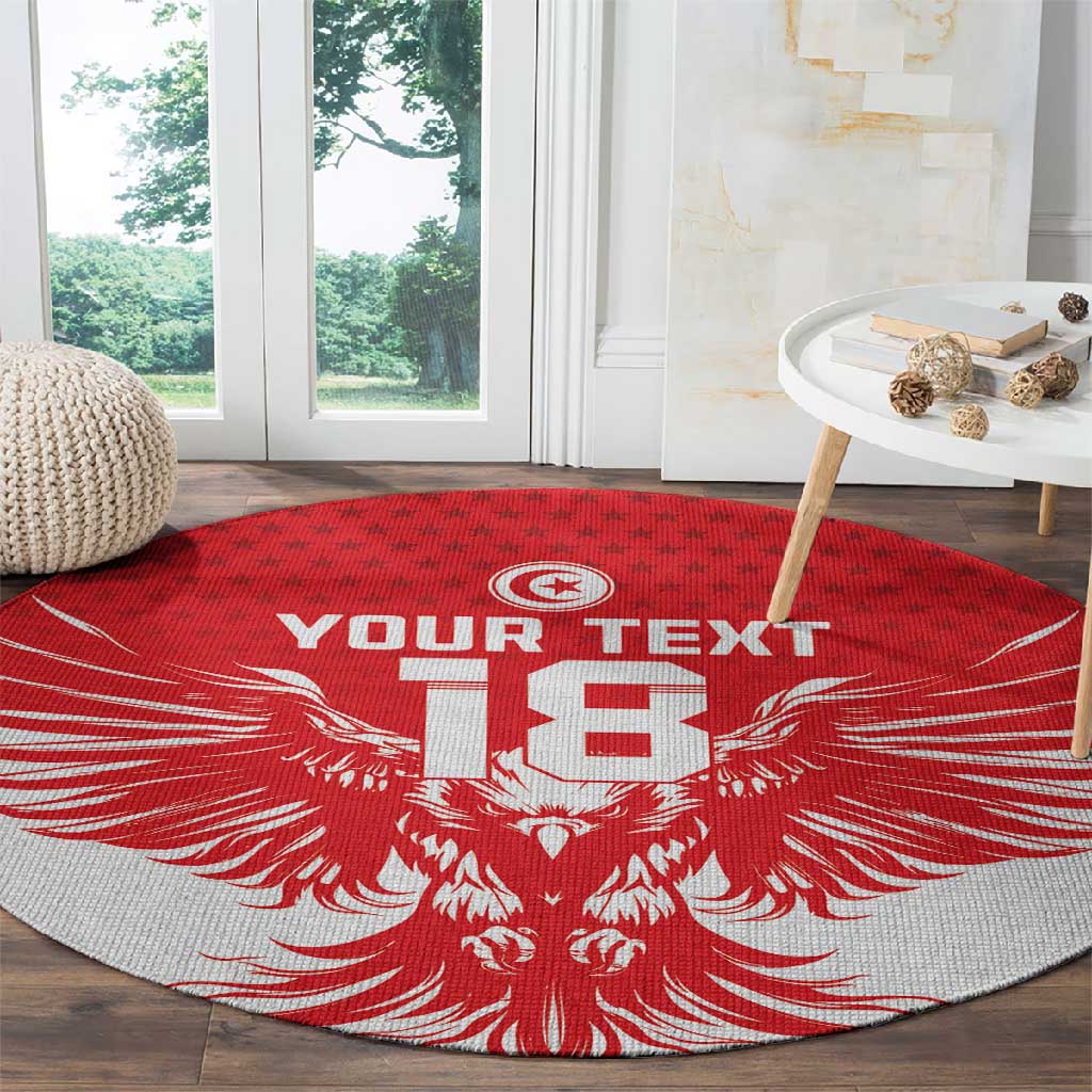 Custom Tunisia Football Round Carpet Eagles of Carthage Spirit - Wonder Print Shop
