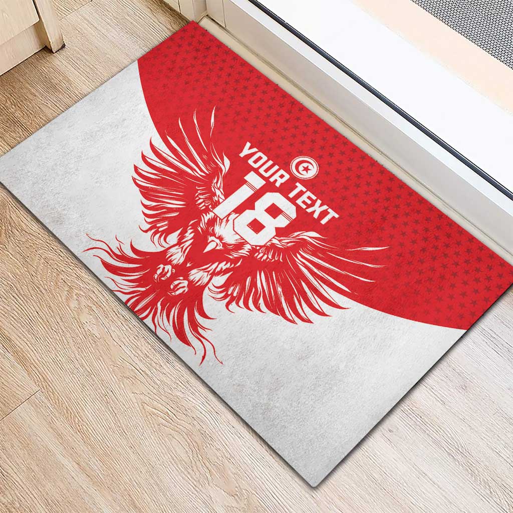 Custom Tunisia Football Rubber Doormat Eagles of Carthage Spirit - Wonder Print Shop