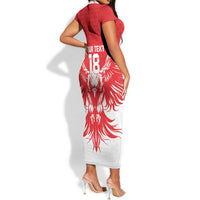 Custom Tunisia Football Short Sleeve Bodycon Dress Eagles of Carthage Spirit - Wonder Print Shop