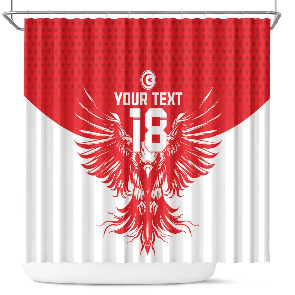 Custom Tunisia Football Shower Curtain Eagles of Carthage Spirit - Wonder Print Shop