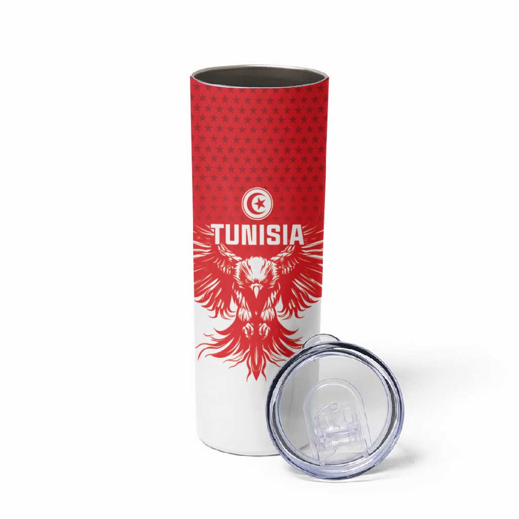 Custom Tunisia Football Skinny Tumbler Eagles of Carthage Spirit - Wonder Print Shop