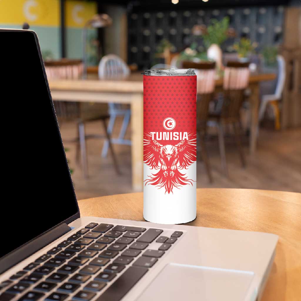 Custom Tunisia Football Skinny Tumbler Eagles of Carthage Spirit - Wonder Print Shop