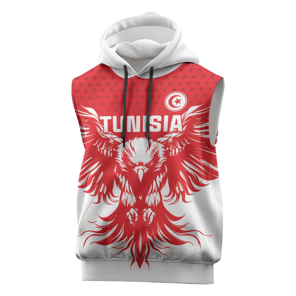 Custom Tunisia Football Sleeveless Hoodie Eagles of Carthage Spirit - Wonder Print Shop