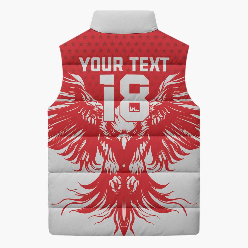 Custom Tunisia Football Sleeveless Puffer Jacket Eagles of Carthage Spirit - Wonder Print Shop