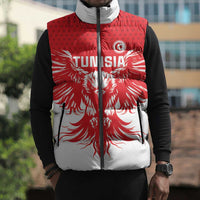 Custom Tunisia Football Sleeveless Puffer Jacket Eagles of Carthage Spirit - Wonder Print Shop