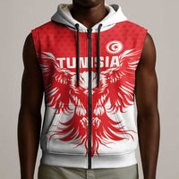 Custom Tunisia Football Sleeveless Zip Hoodie Eagles of Carthage Spirit - Wonder Print Shop