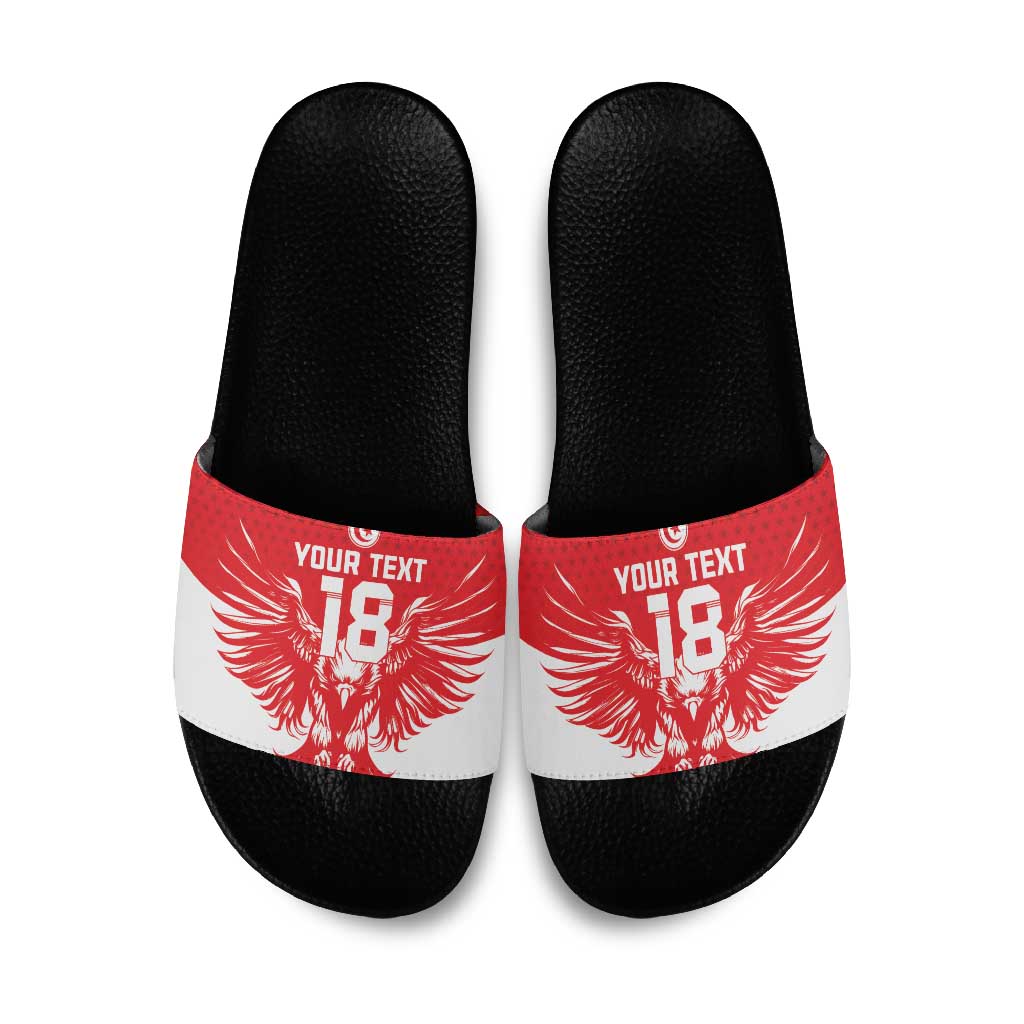 Custom Tunisia Football Slide Sandals Eagles of Carthage Spirit - Wonder Print Shop