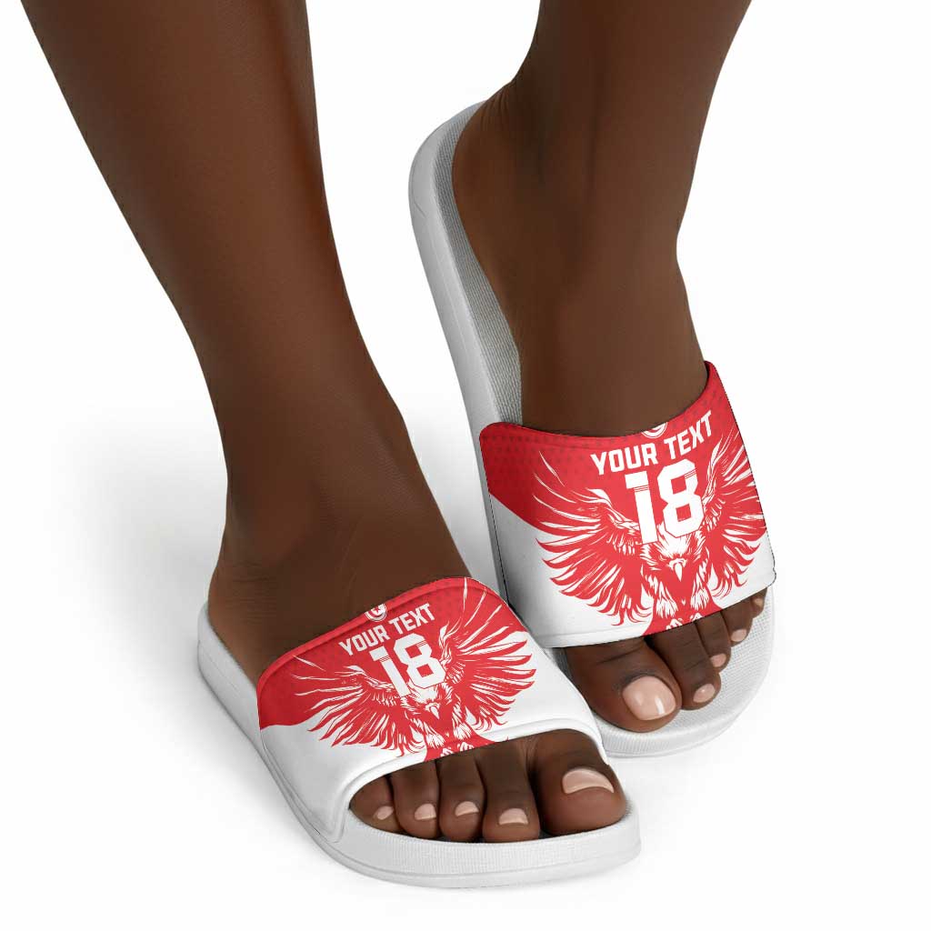 Custom Tunisia Football Slide Sandals Eagles of Carthage Spirit - Wonder Print Shop