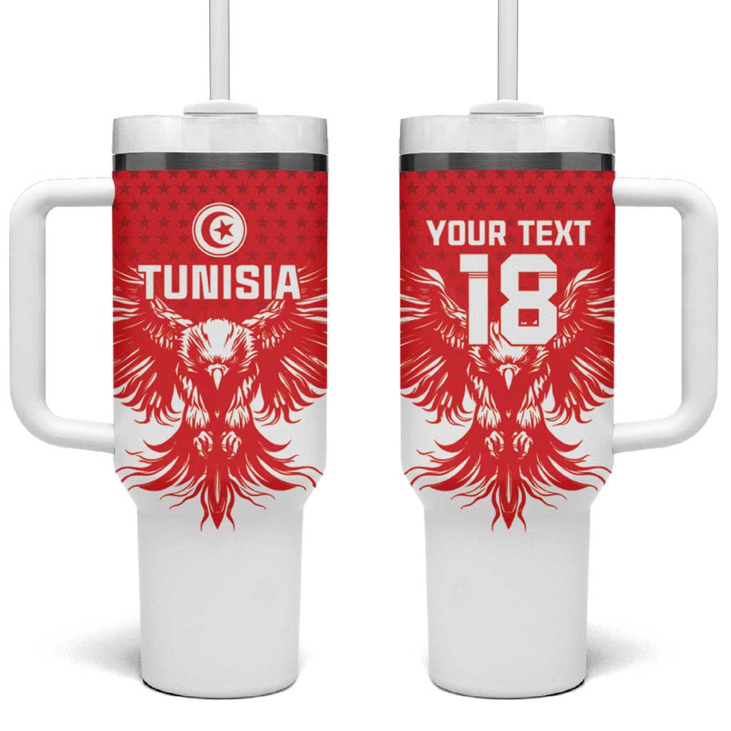 Custom Tunisia Football Tumbler With Handle Eagles of Carthage Spirit - Wonder Print Shop