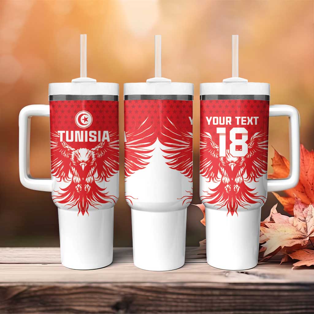 Custom Tunisia Football Tumbler With Handle Eagles of Carthage Spirit - Wonder Print Shop