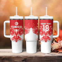 Custom Tunisia Football Tumbler With Handle Eagles of Carthage Spirit - Wonder Print Shop