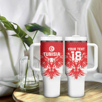 Custom Tunisia Football Tumbler With Handle Eagles of Carthage Spirit - Wonder Print Shop
