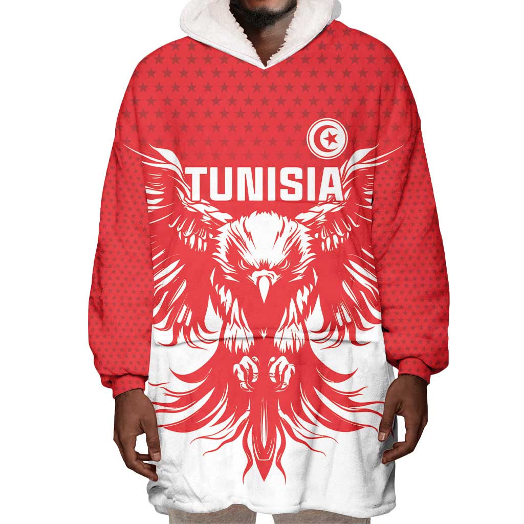 Custom Tunisia Football Wearable Blanket Hoodie Eagles of Carthage Spirit - Wonder Print Shop