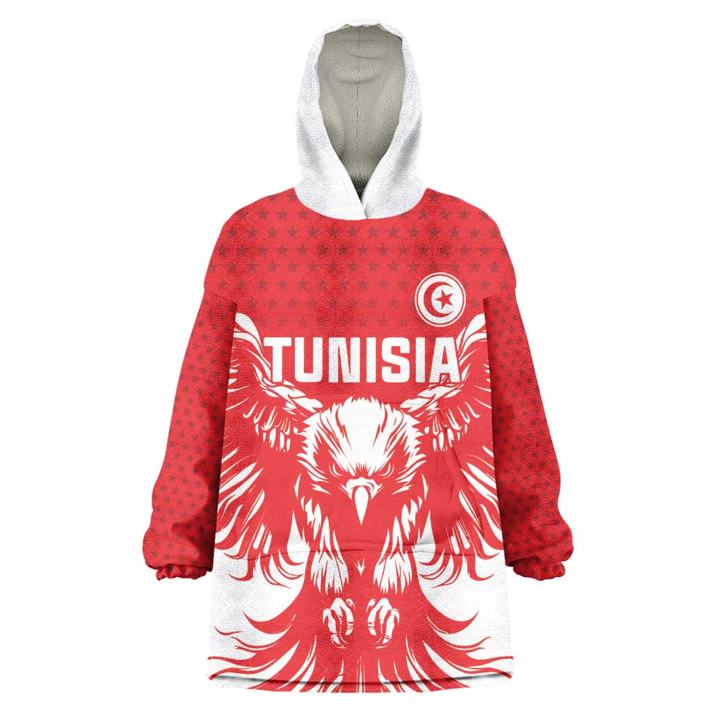 Custom Tunisia Football Wearable Blanket Hoodie Eagles of Carthage Spirit - Wonder Print Shop
