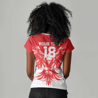 Custom Tunisia Football Women V-Neck T-Shirt Eagles of Carthage Spirit - Wonder Print Shop