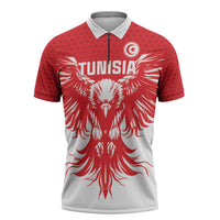 Custom Tunisia Football Zipper Polo Shirt Eagles of Carthage Spirit - Wonder Print Shop