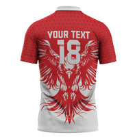Custom Tunisia Football Zipper Polo Shirt Eagles of Carthage Spirit - Wonder Print Shop