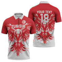 Custom Tunisia Football Zipper Polo Shirt Eagles of Carthage Spirit - Wonder Print Shop
