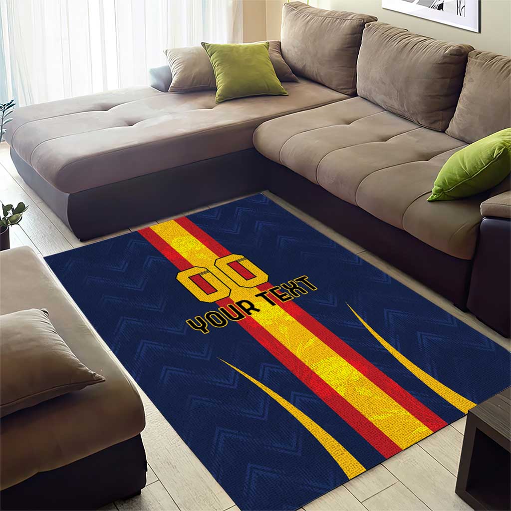 Custom Spain Football Area Rug La Roja With Carnation Pattern