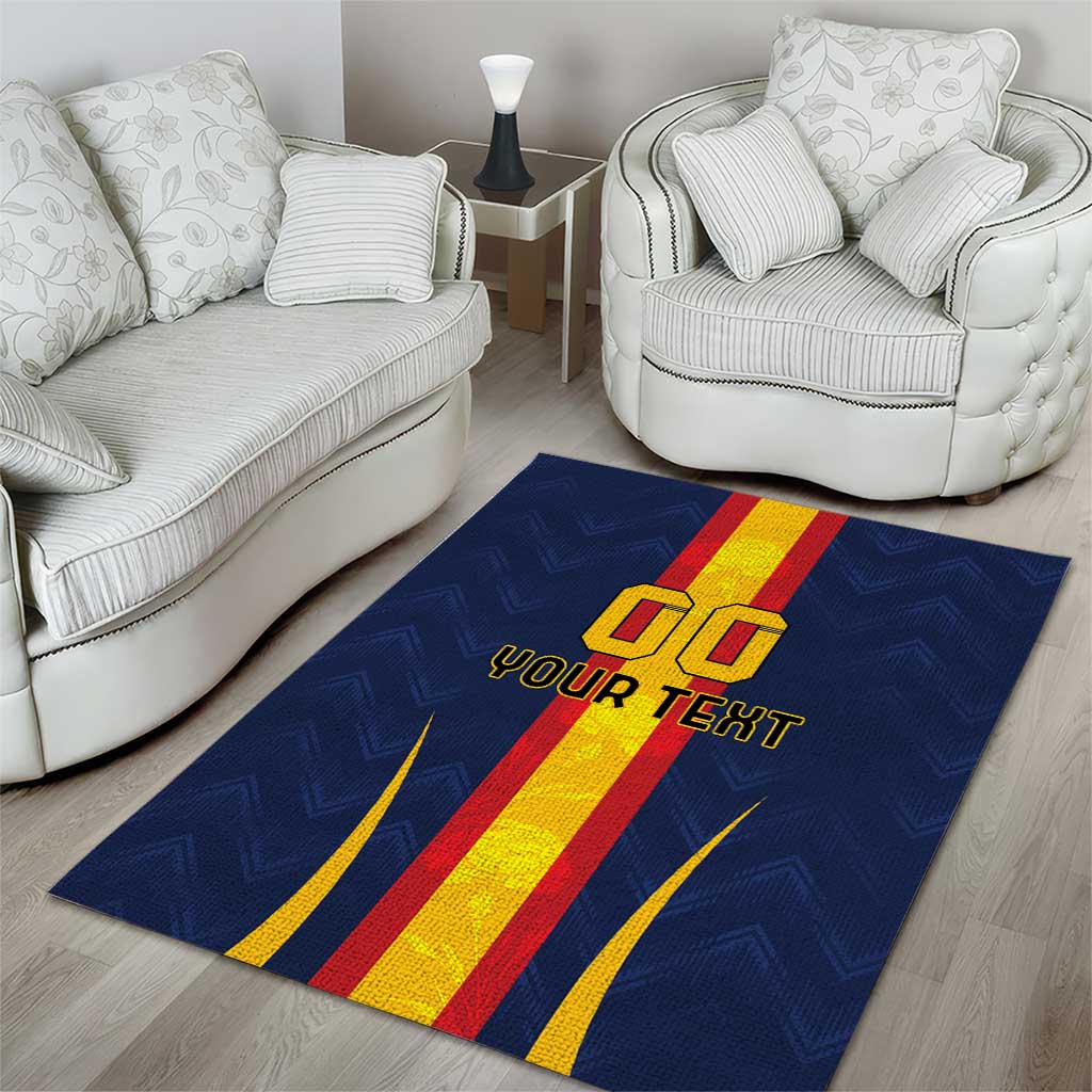 Custom Spain Football Area Rug La Roja With Carnation Pattern