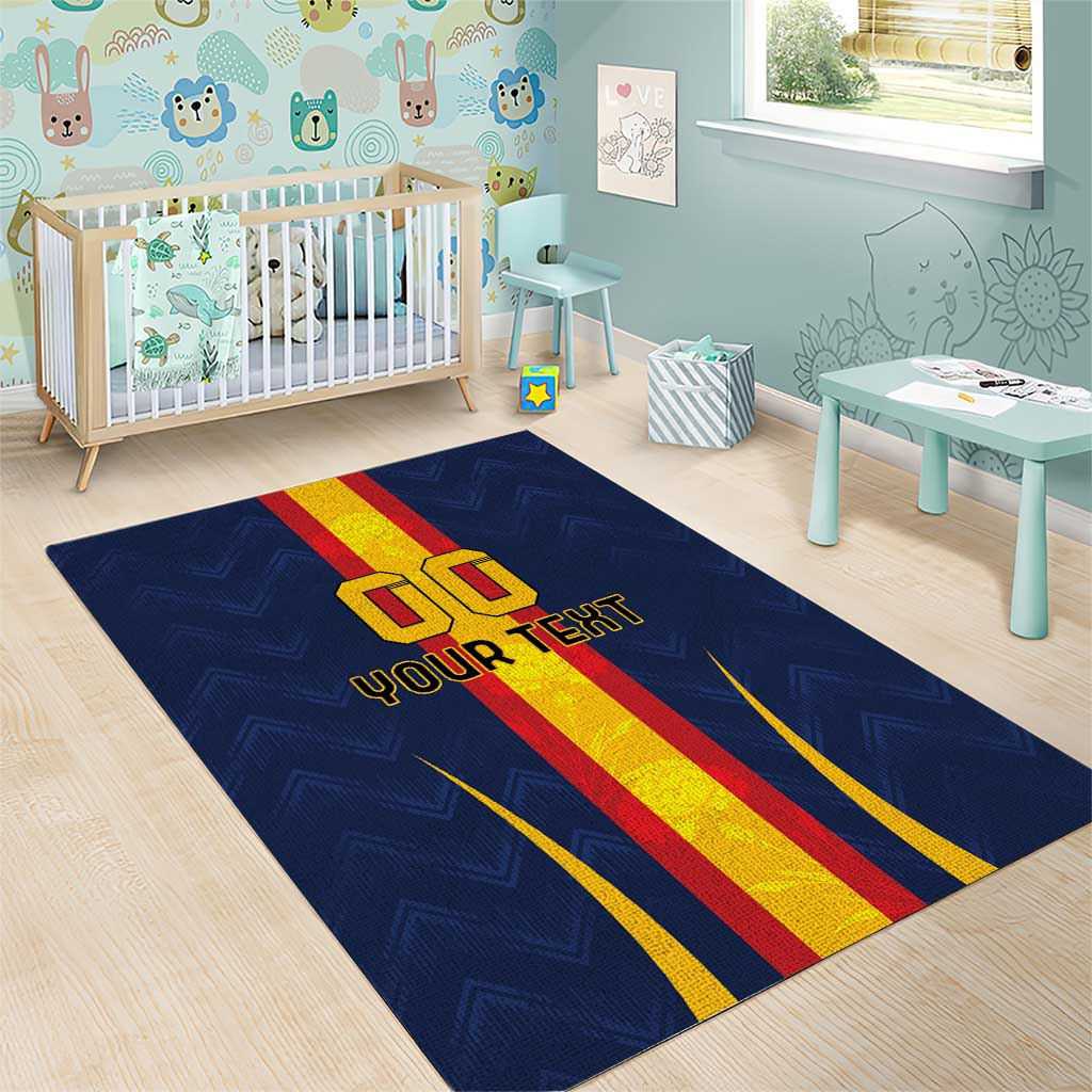 Custom Spain Football Area Rug La Roja With Carnation Pattern