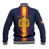 Custom Spain Football Baseball Jacket La Roja With Carnation Pattern