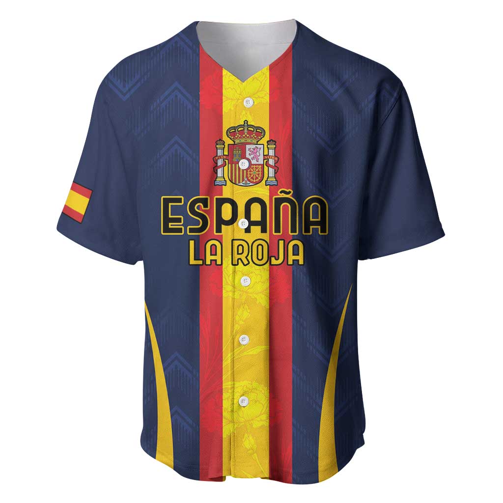Custom Spain Football Baseball Jersey La Roja With Carnation Pattern