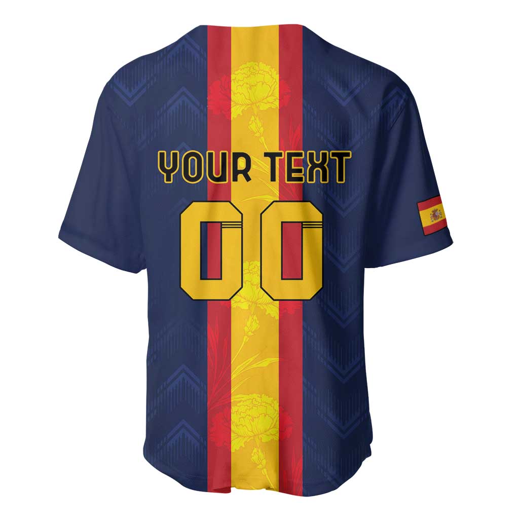 Custom Spain Football Baseball Jersey La Roja With Carnation Pattern