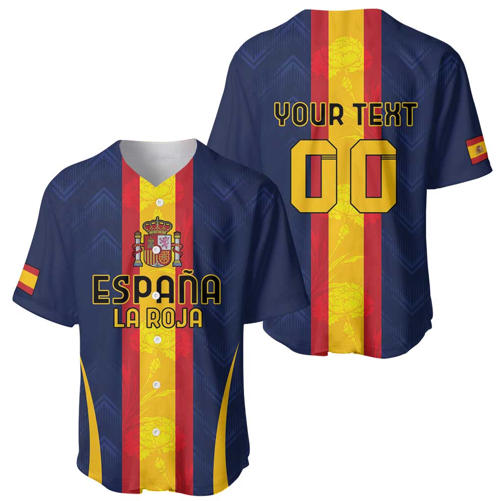 Custom Spain Football Baseball Jersey La Roja With Carnation Pattern