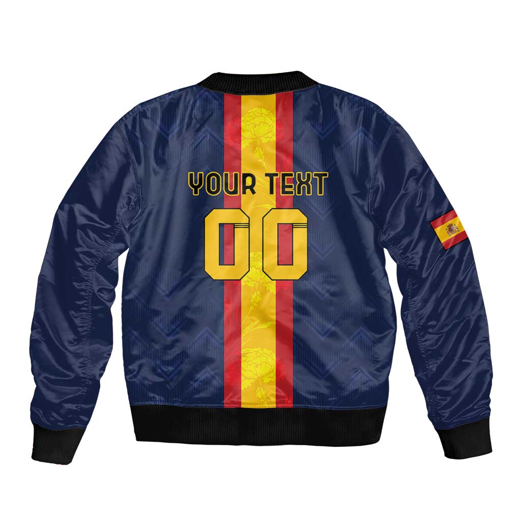 Custom Spain Football Bomber Jacket La Roja With Carnation Pattern