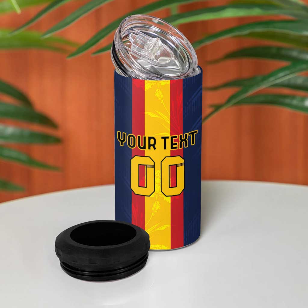 Custom Spain Football 4 in 1 Can Cooler Tumbler La Roja With Carnation Pattern