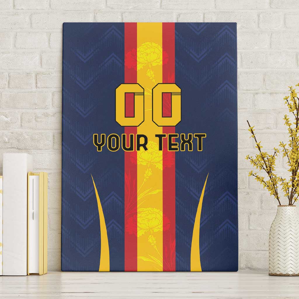 Custom Spain Football Canvas Wall Art La Roja With Carnation Pattern