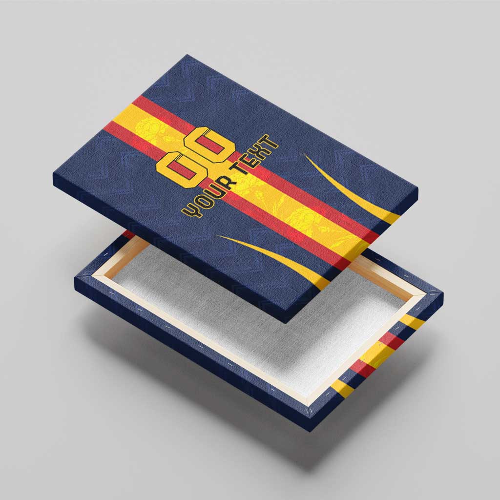 Custom Spain Football Canvas Wall Art La Roja With Carnation Pattern