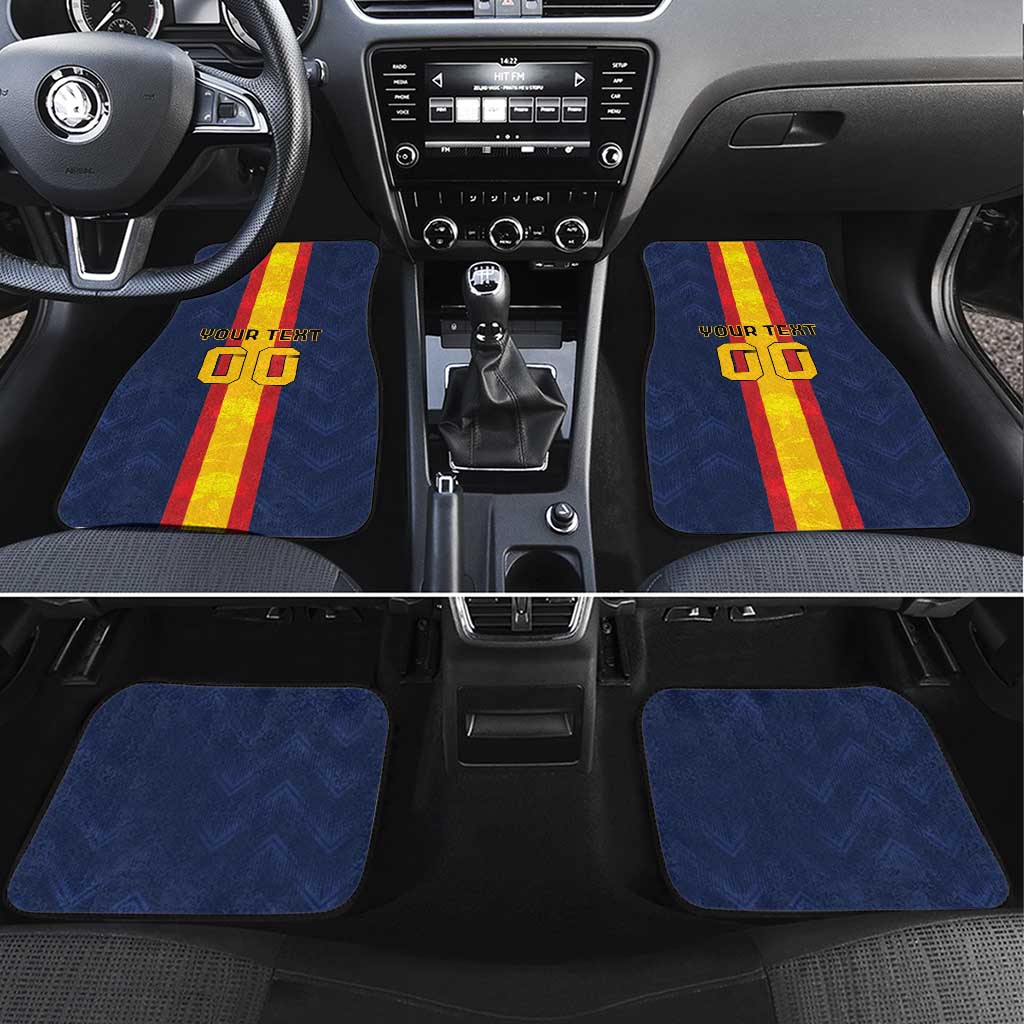 Custom Spain Football Car Mats La Roja With Carnation Pattern