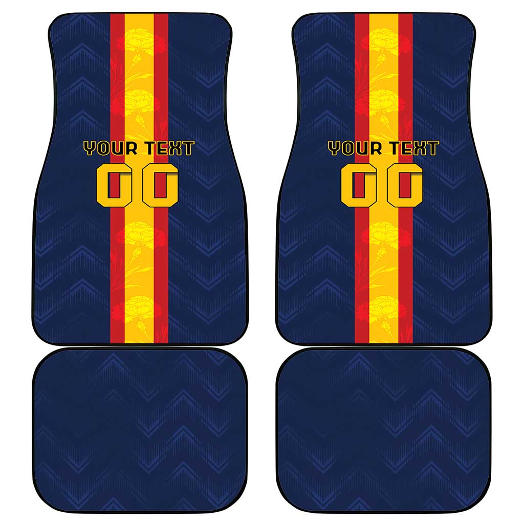 Custom Spain Football Car Mats La Roja With Carnation Pattern