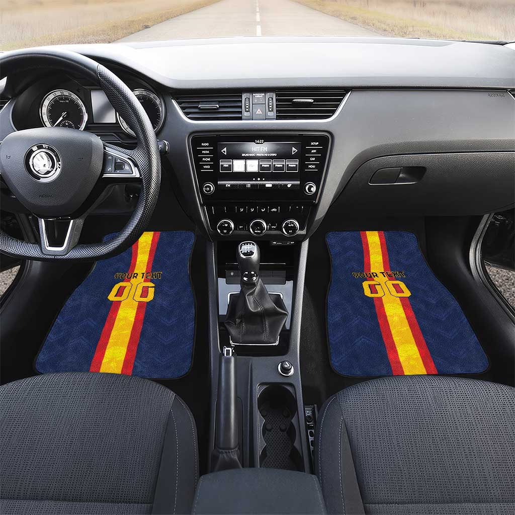 Custom Spain Football Car Mats La Roja With Carnation Pattern