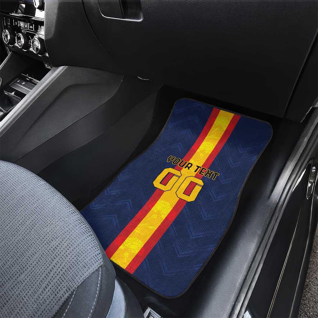 Custom Spain Football Car Mats La Roja With Carnation Pattern