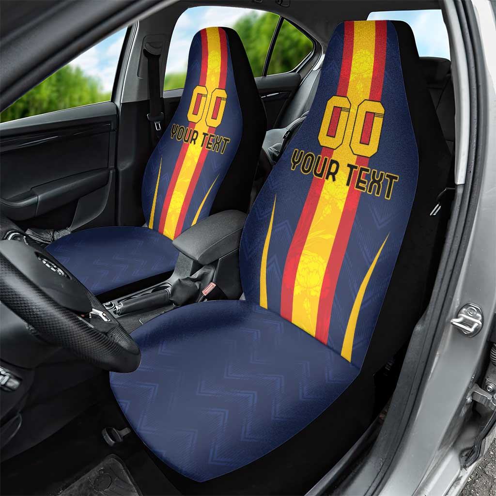 Custom Spain Football Car Seat Cover La Roja With Carnation Pattern