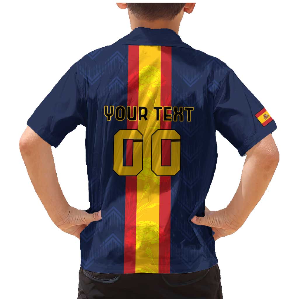 Custom Spain Football Family Matching Mermaid Dress and Hawaiian Shirt La Roja With Carnation Pattern