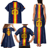 Custom Spain Football Family Matching Tank Maxi Dress and Hawaiian Shirt La Roja With Carnation Pattern