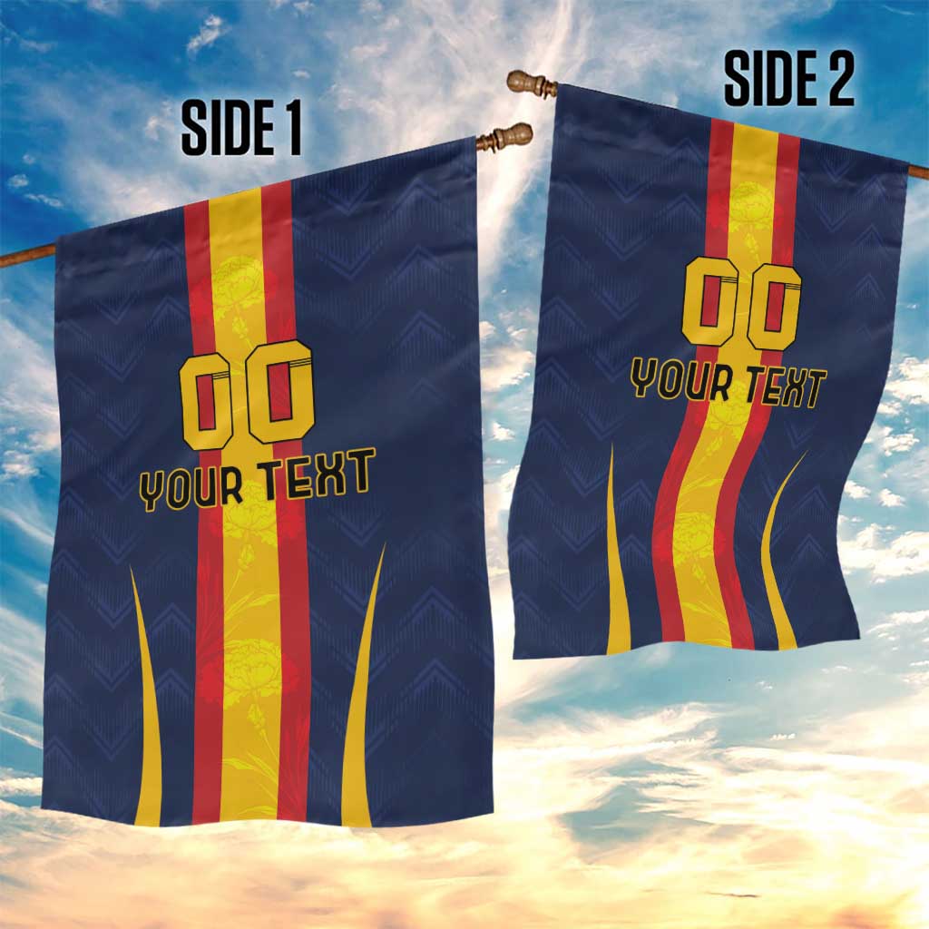 Custom Spain Football Garden Flag La Roja With Carnation Pattern