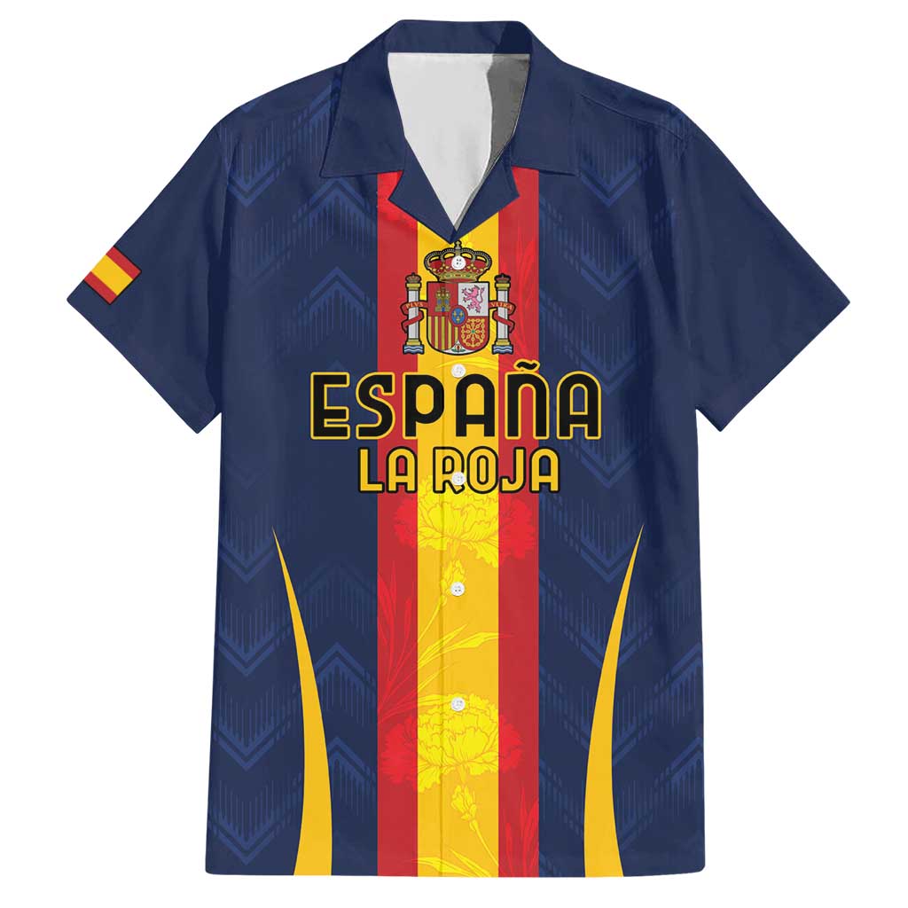 Custom Spain Football Hawaiian Shirt La Roja With Carnation Pattern