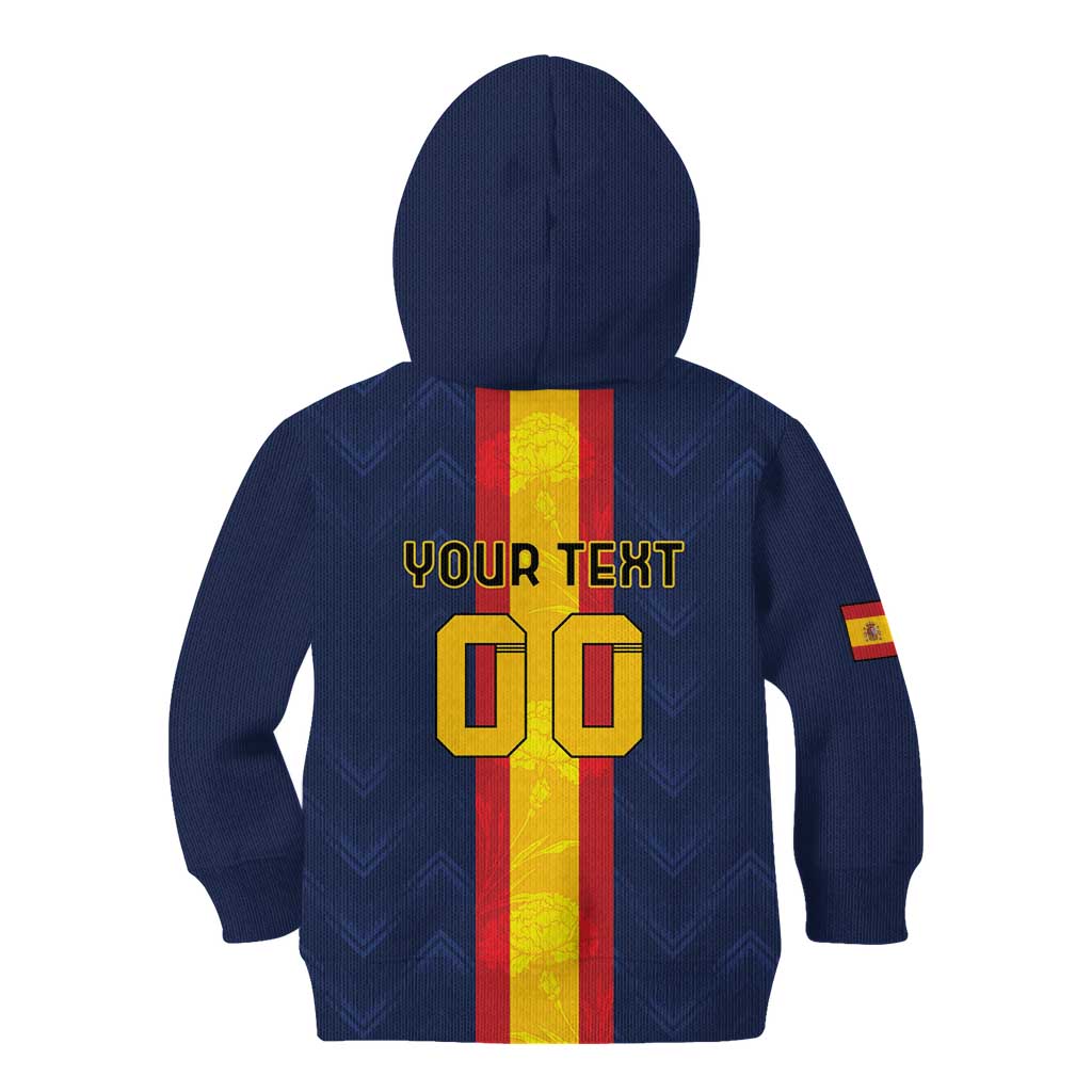Custom Spain Football Kid Hoodie La Roja With Carnation Pattern